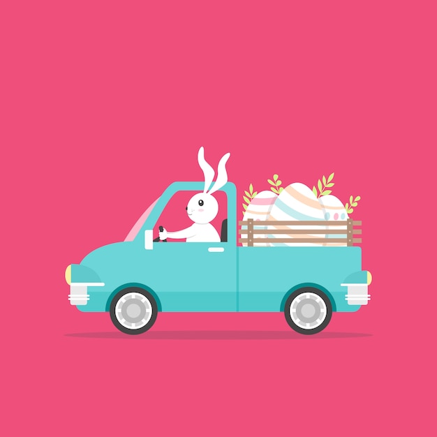 Free vector flat easter car illustration