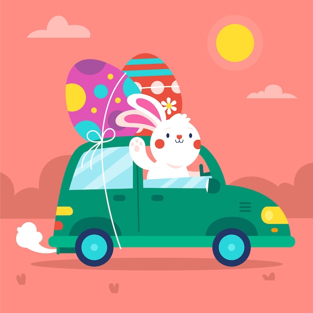 Free vector flat easter car illustration