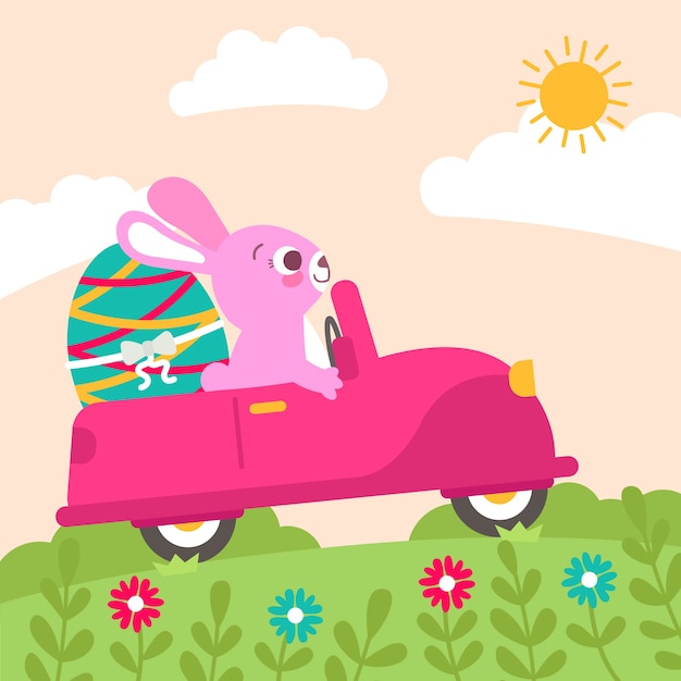 Free vector flat easter car illustration