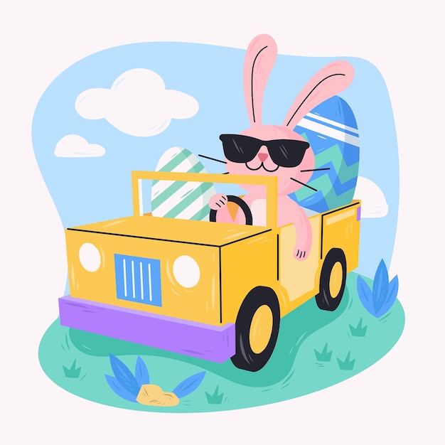 Free vector flat easter car illustration