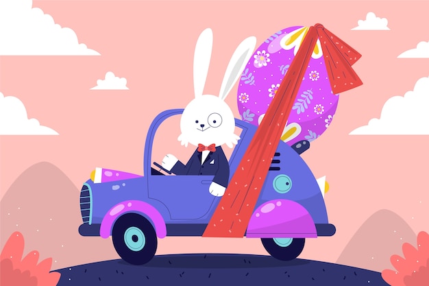 Free vector flat easter car illustration