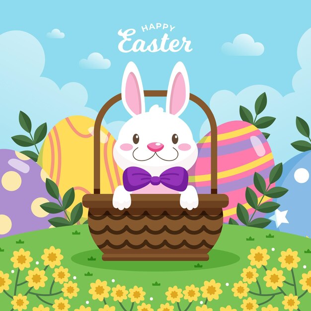 Flat easter celebration illustration