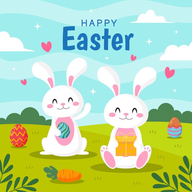 Flat easter celebration illustration