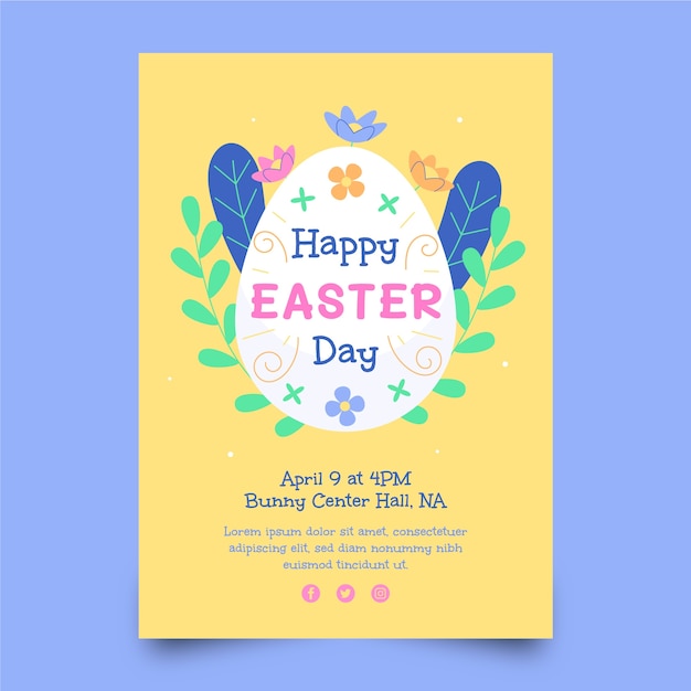 Free Vector flat easter celebration vertical poster template