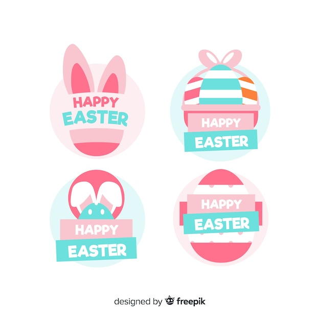 Flat easter day badge collection