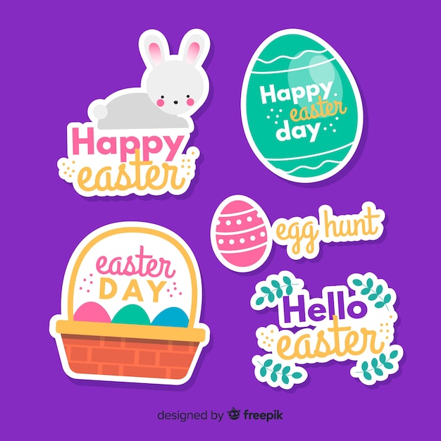 Flat easter day badge collection