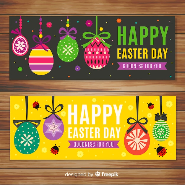 Flat easter day banners