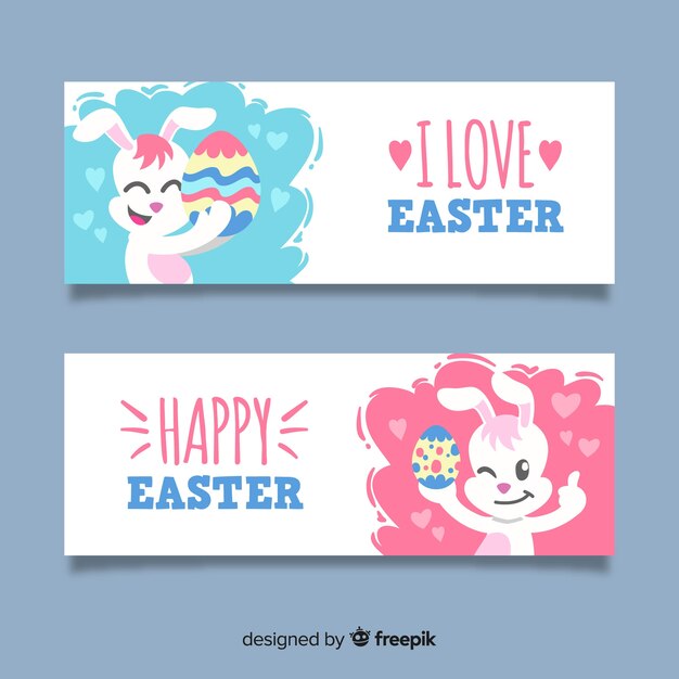 Flat easter day banners