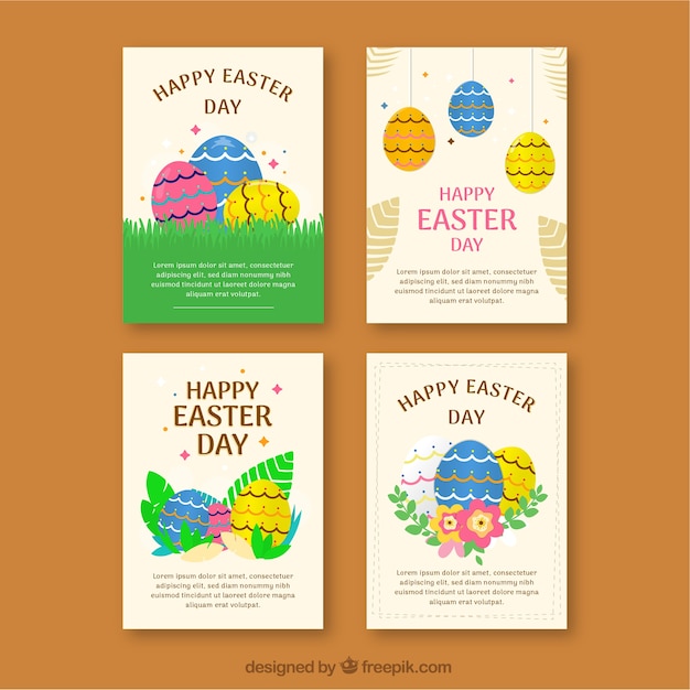 Flat easter day card collection