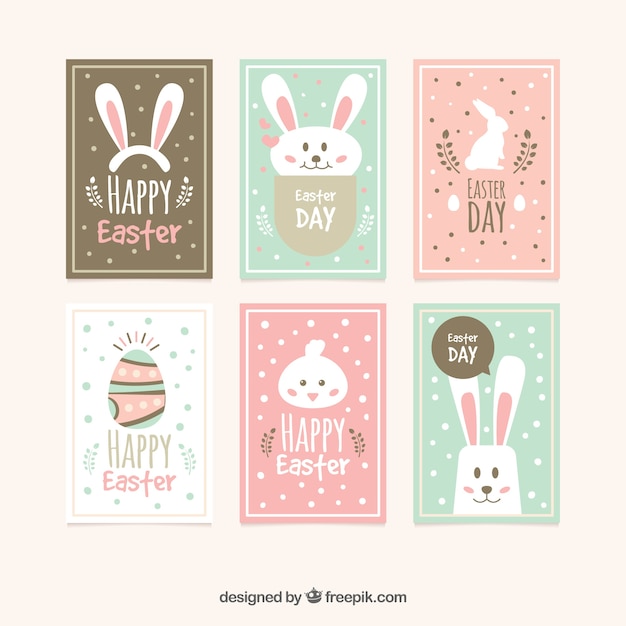 Flat easter day card collection