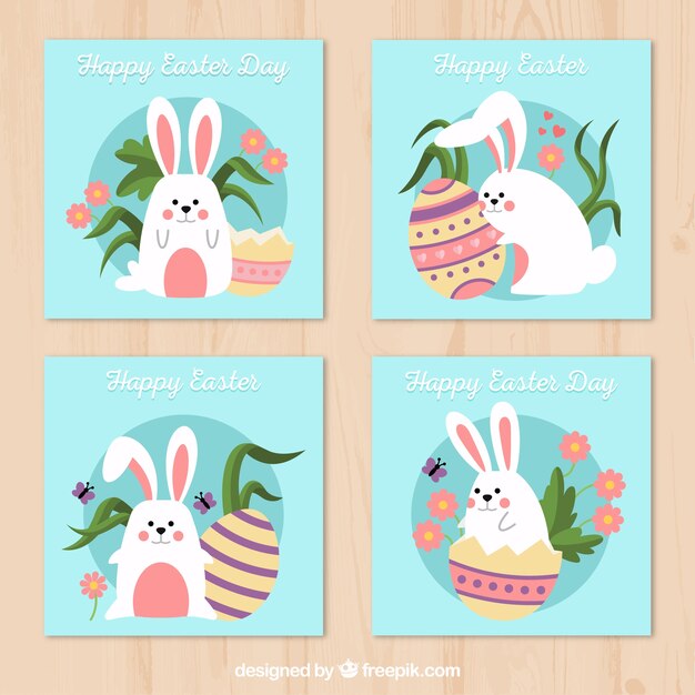 Flat easter day card collection