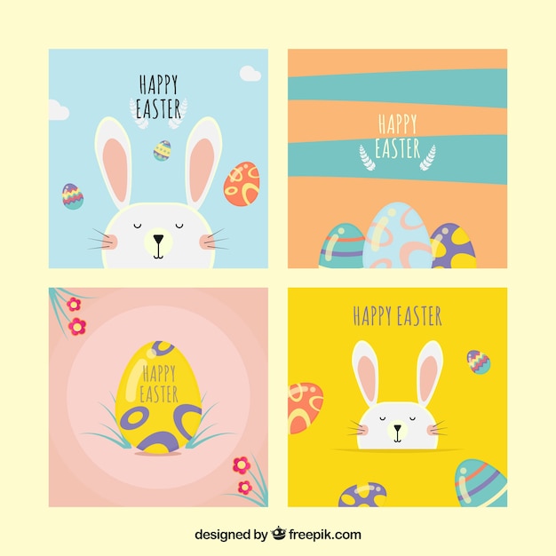 Flat easter day card collection