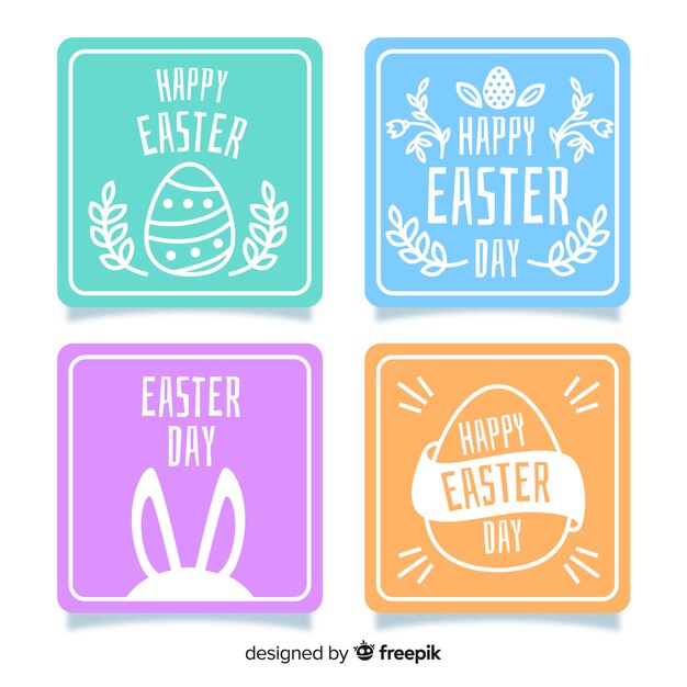 Flat easter day card collection