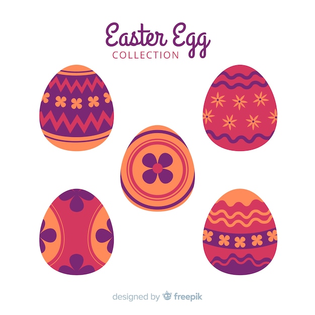 Flat easter day egg collection