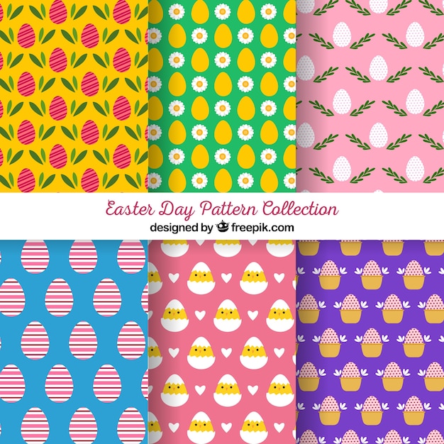 Free vector flat easter day pattern collection