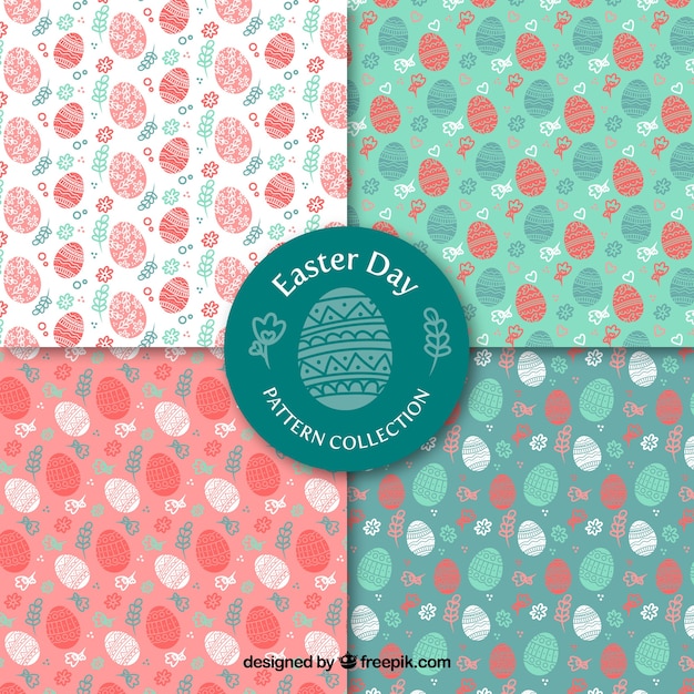 Free vector flat easter day pattern collection