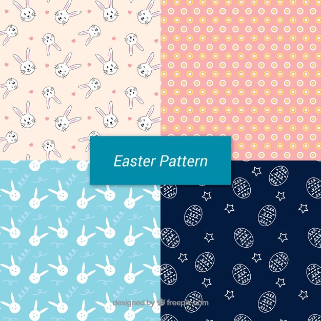 Flat easter day pattern collection