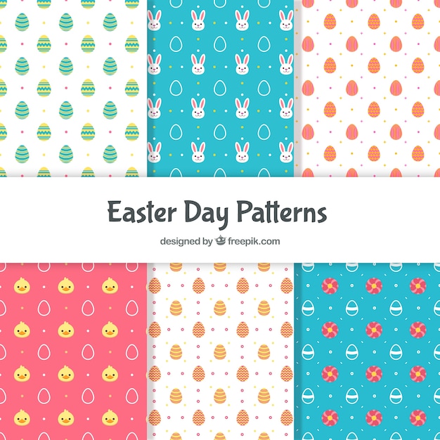 Free vector flat easter day pattern collection