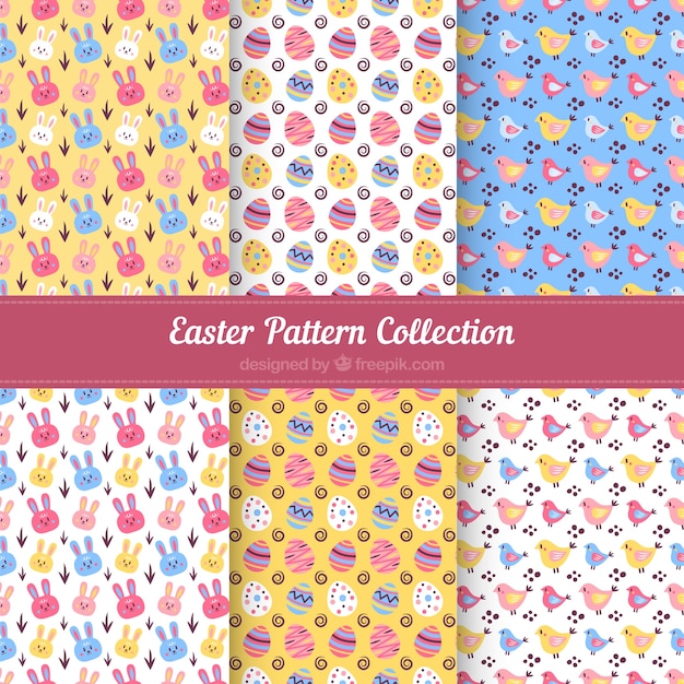 Flat easter day pattern collection