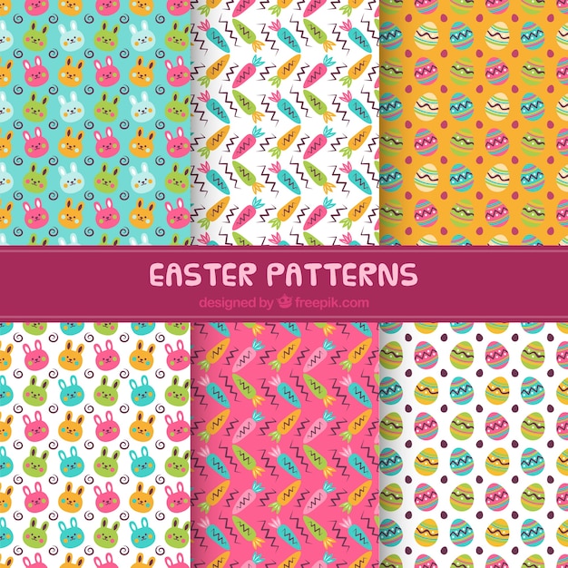 Flat easter day pattern collection