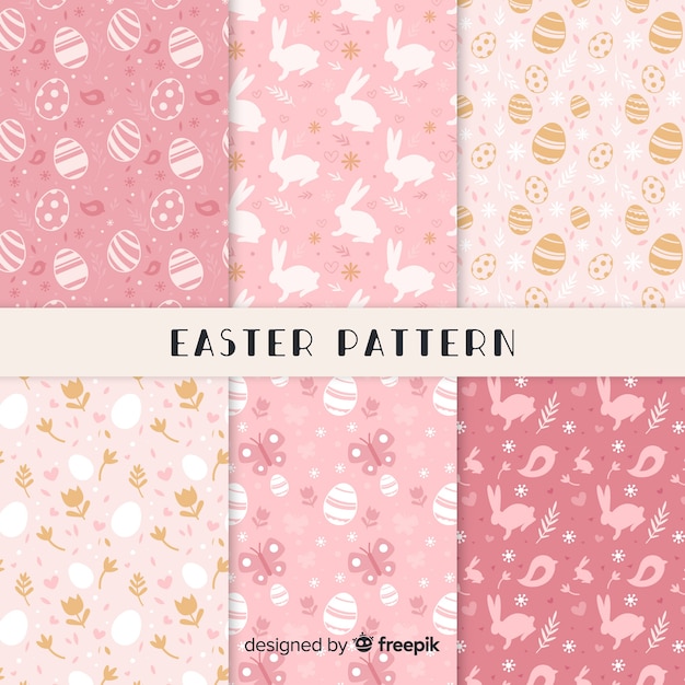 Flat easter day pattern collection