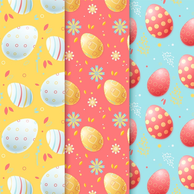 Flat easter day pattern collection