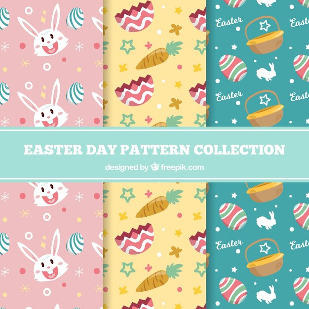 Flat easter day patterns collection