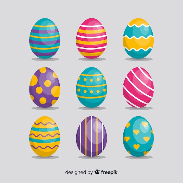 Flat easter egg collection