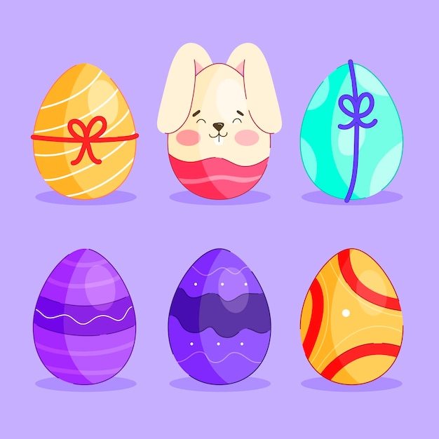 Flat easter egg collection