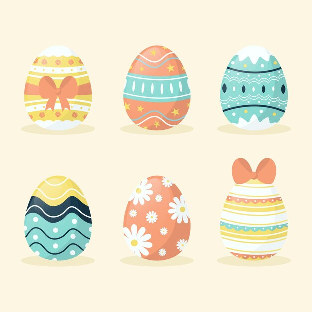 Flat easter egg collection