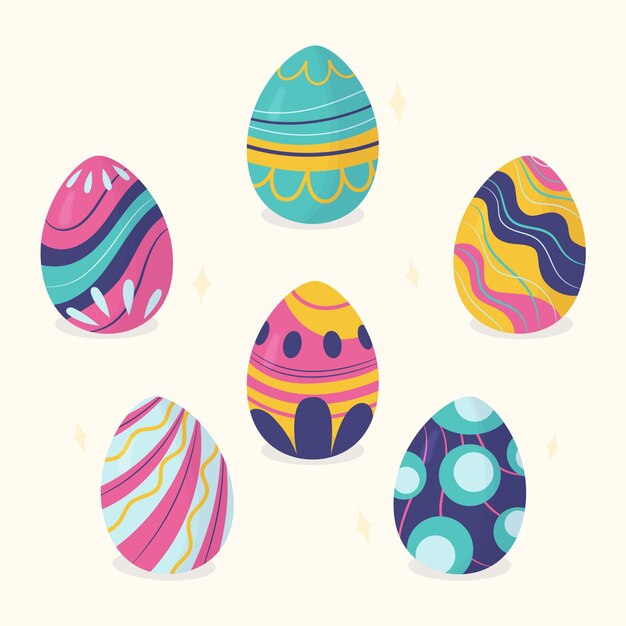 Flat easter egg collection