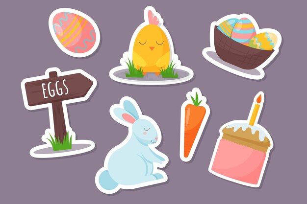 Flat easter element collection