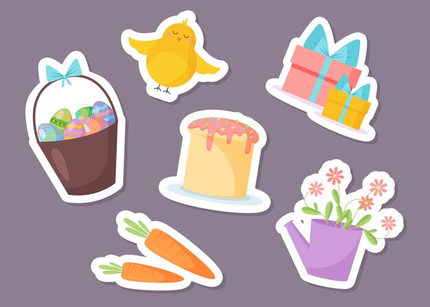 Flat easter element collection