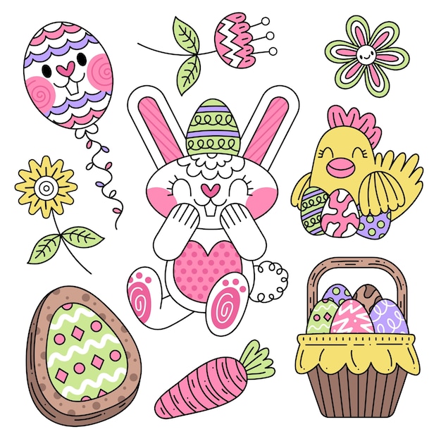 Free Vector flat easter element collection