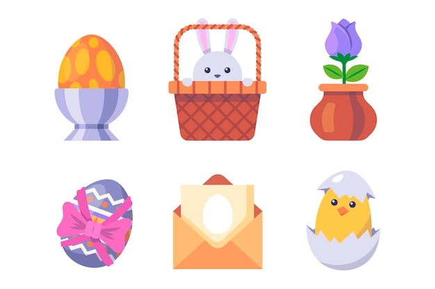 Free Vector flat easter element collection