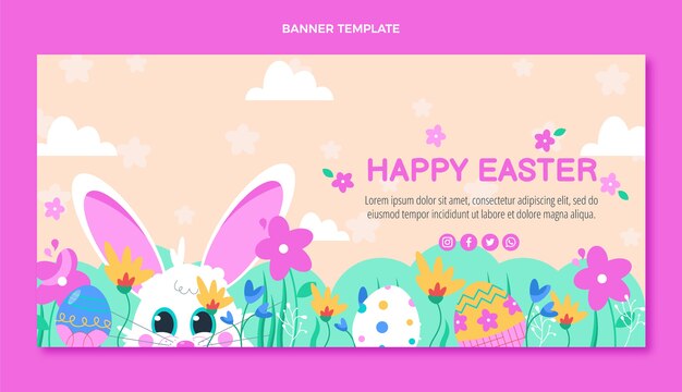 Flat easter horizontal banner