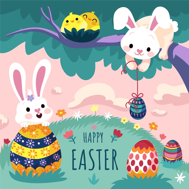 Flat easter illustration