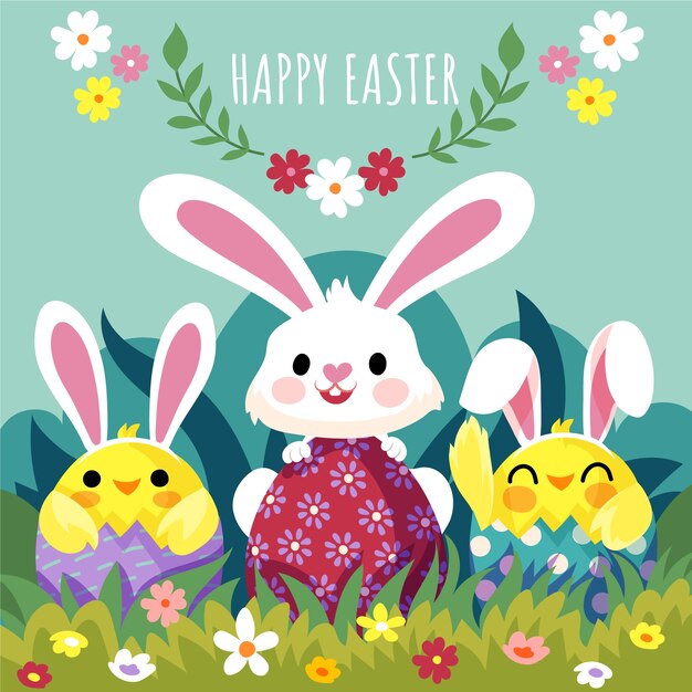 Flat easter illustration