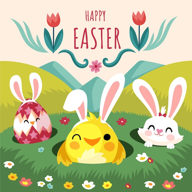 Flat easter illustration