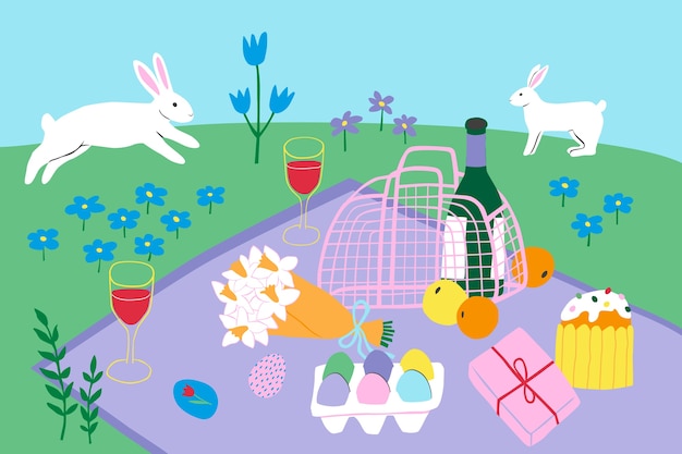 Flat easter illustration