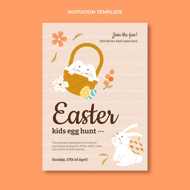 Flat easter invitation template