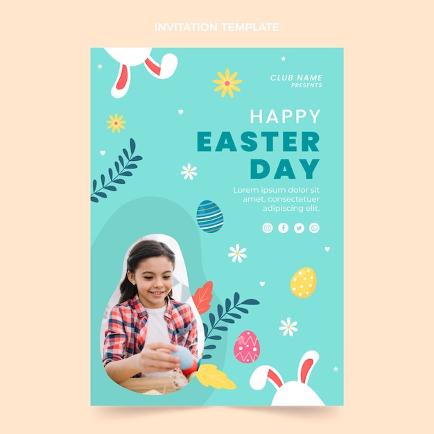 Flat easter invitation template