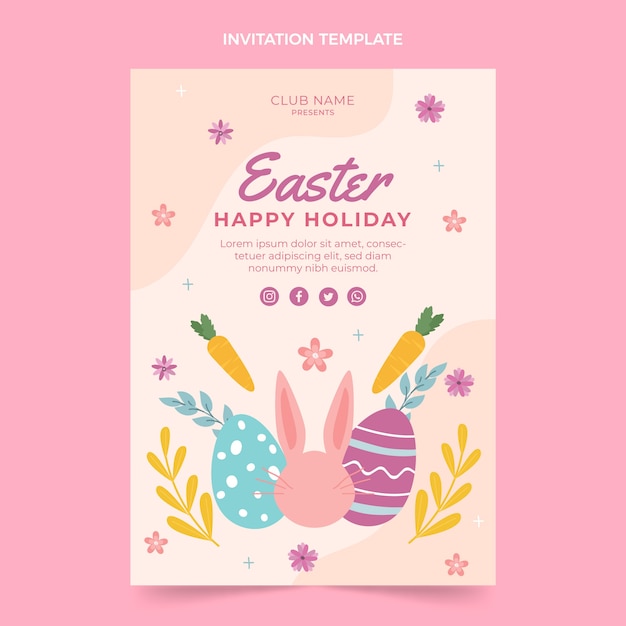 Flat easter invitation template