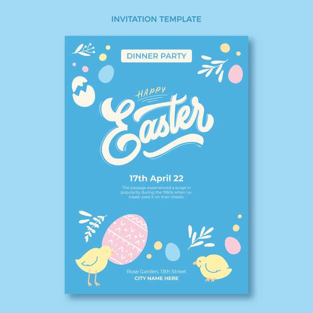 Flat easter invitation template