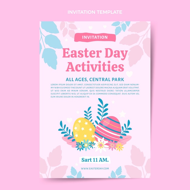 Flat easter invitation template