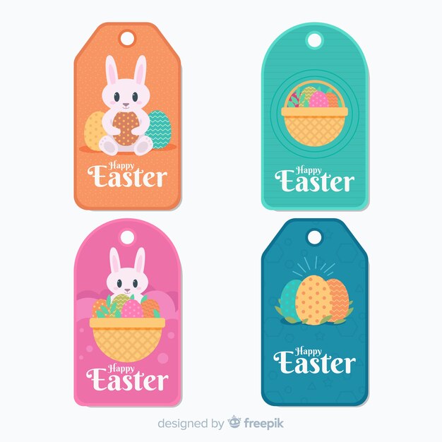 Flat easter label collection