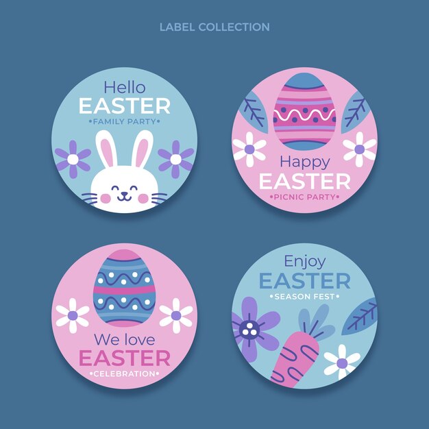 Flat easter labels collection