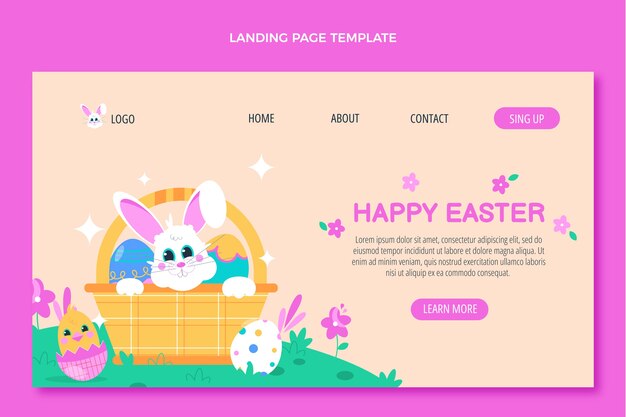 Flat easter landing page template