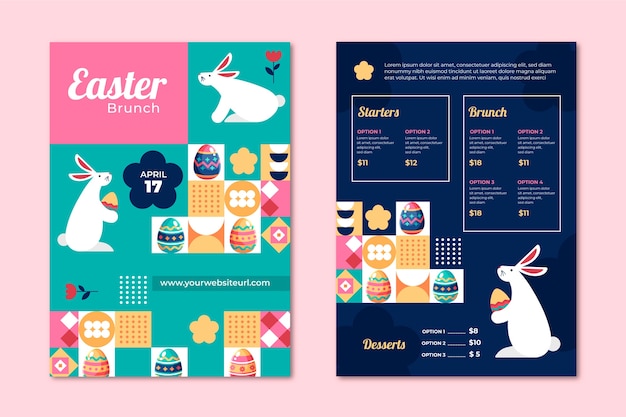 Flat easter menu template