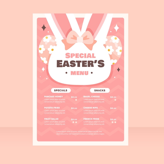 Flat easter menu template